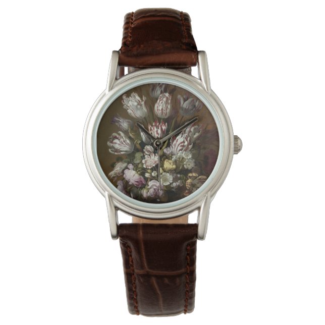 Elegant Floral Bouquet -  Nederlandse fijne kunst Horloge (Voorkant)