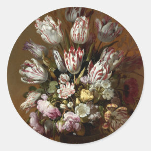 Elegant Floral Bouquet    Nederlandse Kunstkunst Ronde Sticker