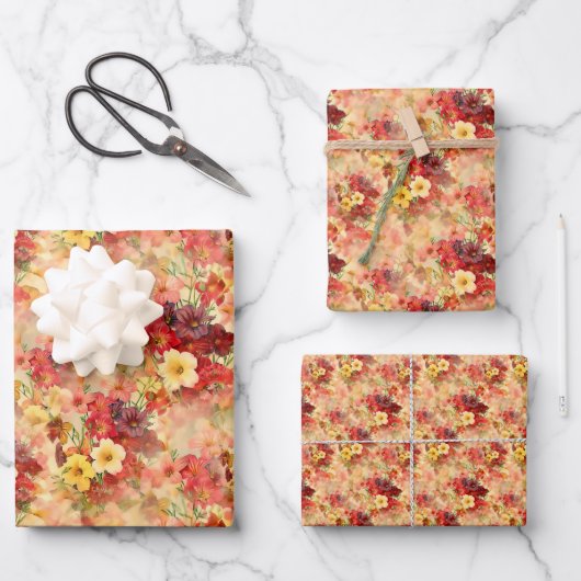 Elegant  Floral Bouquet Pattern Inpakpapier Vel (Voorkant)