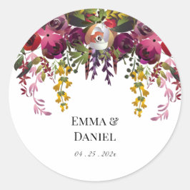 Elegant Floral Bouquet Ronde Sticker