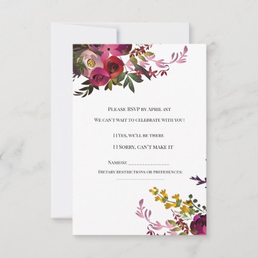 Elegant Floral Bouquet RSVP Kaartje (Voorkant)