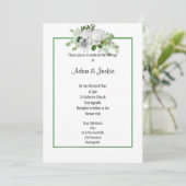 ELEGANT FLORAL BOUQUET SAGE TRIM WEDING KAART (Staand voorkant)