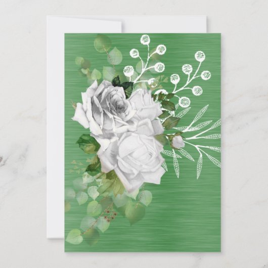 ELEGANT FLORAL BOUQUET SAGE TRIM WEDING KAART (Achterkant)