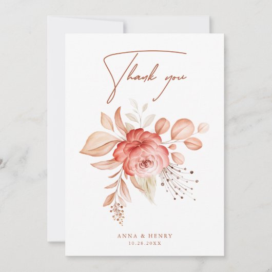 Elegant Floral Bouquet Wedding Bedankkaart (Voorkant)