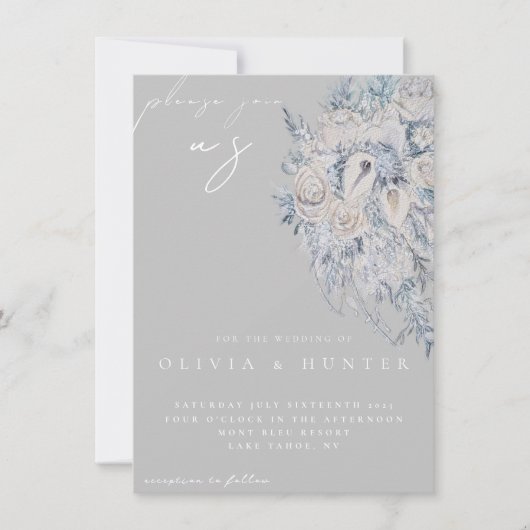 Elegant Floral Bouquet Wedding Invitation (Voorkant)