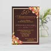 Elegant Floral Bouquet Wedding Jubileum Invite Kaart (Staand voorkant)