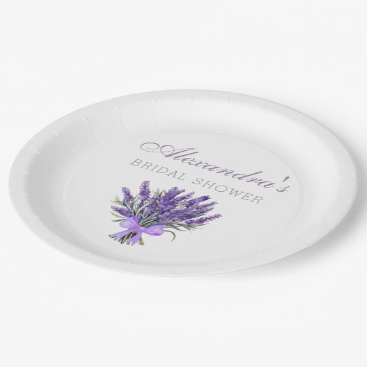 Elegant Floral Bow Lavendel Vrijgezellenfeest Papieren Bordje (Gekanteld)