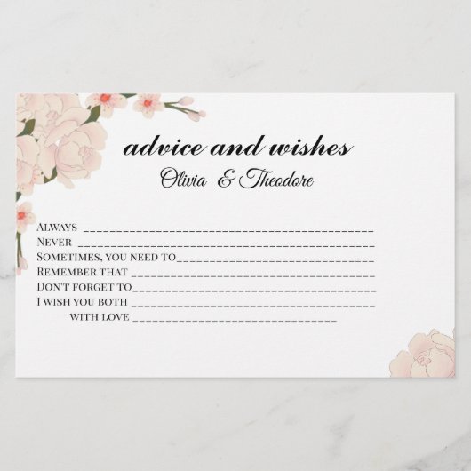 Elegant Floral Bridal advies en wenst Kaart (Voorkant)