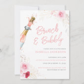Elegant Floral Bridal Brunch en Bubble Invitation Kaart (Voorkant)