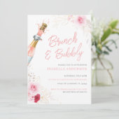 Elegant Floral Bridal Brunch en Bubble Invitation Kaart (Staand voorkant)