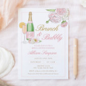 Elegant Floral Bridal Brunch en Bubble Invitation Kaart