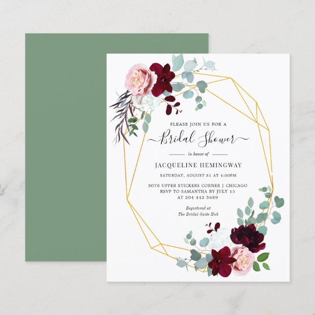 Elegant Floral Bridal Shower (Voorkant / Achterkant)