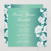 Elegant Floral Bridal Shower Invitation Jade Kaart (Voorkant / Achterkant)