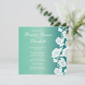 Elegant Floral Bridal Shower Invitation Jade Kaart (Staand voorkant)