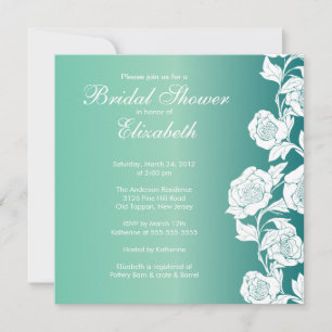 Elegant Floral Bridal Shower Invitation Jade Kaart