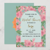Elegant Floral Bridal Shower Invitation Kaart (Voorkant / Achterkant)