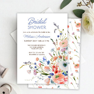 Elegant Floral Bridal shower Invitation Kaart