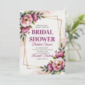 Elegant Floral Bridal Shower Invitation Kaart (Staand voorkant)
