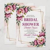 Elegant Floral Bridal Shower Invitation Kaart (Voorkant / Achterkant)