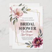 Elegant Floral Bridal Shower Invitation | Modern  Kaart (Voorkant / Achterkant)