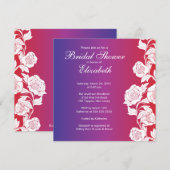 Elegant Floral Bridal Shower Invitation paars Kaart (Voorkant / Achterkant)