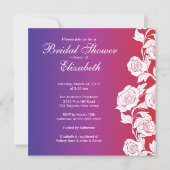 Elegant Floral Bridal Shower Invitation paars Kaart (Voorkant)
