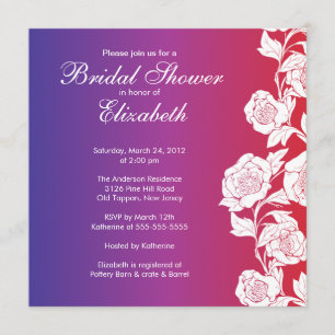 Elegant Floral Bridal Shower Invitation paars Kaart