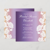 Elegant Floral Bridal Shower Invitation Paars Kaart (Voorkant / Achterkant)