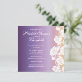 Elegant Floral Bridal Shower Invitation Paars Kaart (Staand voorkant)