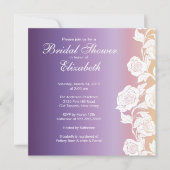 Elegant Floral Bridal Shower Invitation Paars Kaart (Voorkant)
