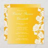 Elegant Floral Bridal Shower Invitation Yellow Kaart (Voorkant / Achterkant)