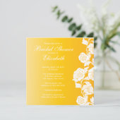 Elegant Floral Bridal Shower Invitation Yellow Kaart (Staand voorkant)