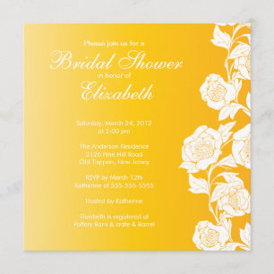 Elegant Floral Bridal Shower Invitation Yellow Kaart
