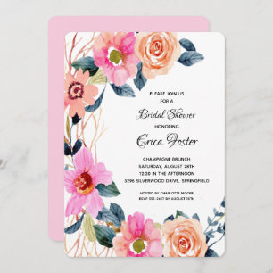 Elegant Floral Bridal Shower Invitations