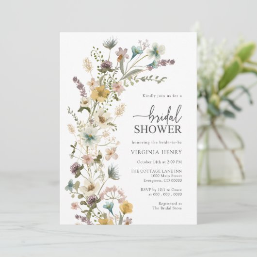 Elegant Floral Bridal Shower Kaart (Staand voorkant)