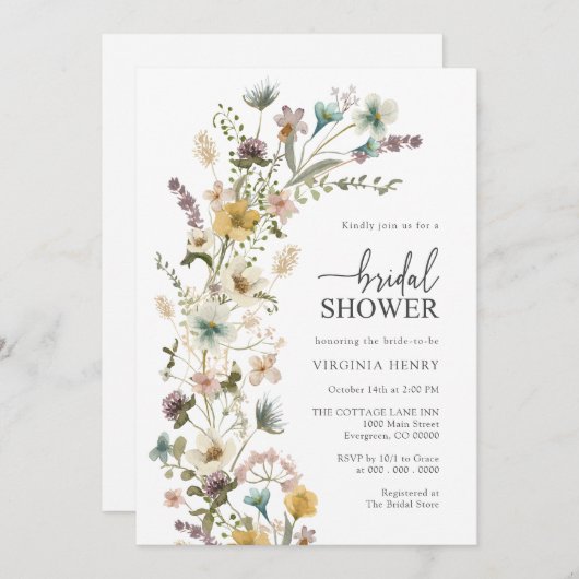 Elegant Floral Bridal Shower Kaart (Voorkant / Achterkant)