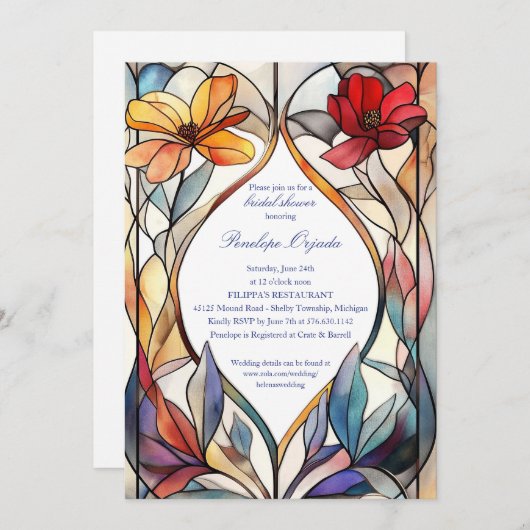 Elegant Floral Bridal Shower Kaart (Voorkant / Achterkant)