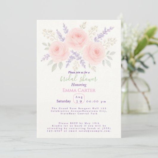 Elegant Floral Bridal Shower Kaart (Staand voorkant)