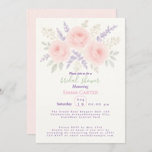 Elegant Floral Bridal Shower Kaart (Voorkant / Achterkant)