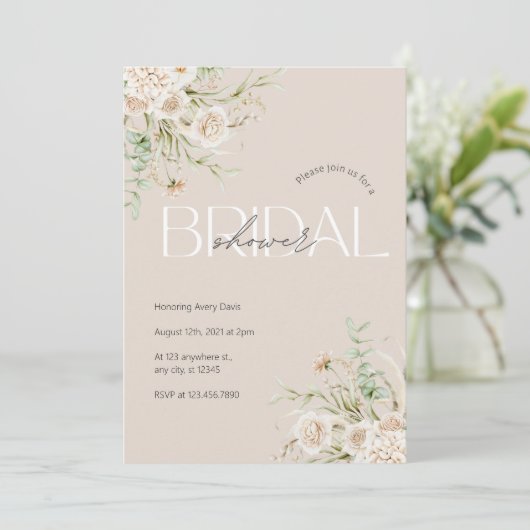 Elegant Floral Bridal Shower Save The Date (Staand voorkant)