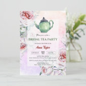 Elegant Floral Bridal Tea Party Kaart (Staand voorkant)