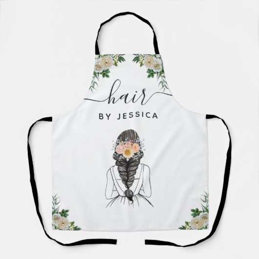 Elegant Floral Bride Hairstyle Braid Hair Salon Schort (Voorkant)