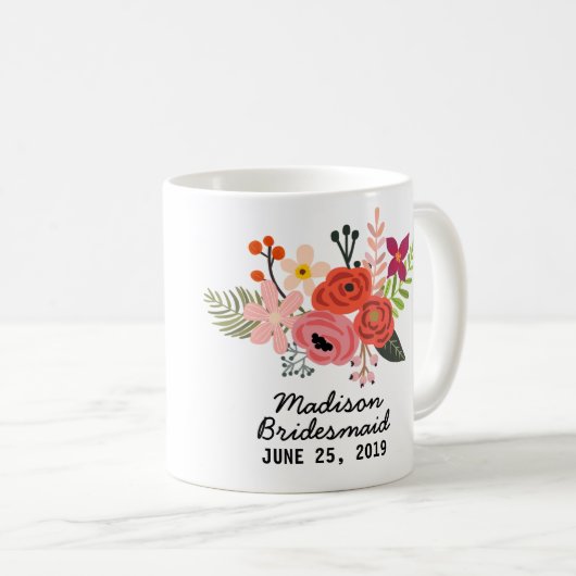 Elegant Floral Bridesmaid Koffiemok (Voorkant rechts)