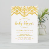 Elegant Floral Brocade Lace Baby shower Folie Uitnodiging (Staand Voorkant)