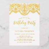 Elegant Floral Brocade Lace Birthday Party Folie Uitnodiging (Voorkant)
