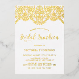 Elegant Floral Brocade Lace Bridal Luncheon Folie Uitnodiging