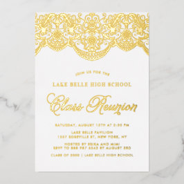 Elegant Floral Brocade Lace Class Reunion Folie Uitnodiging