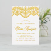 Elegant Floral Brocade Lace Class Reunion Folie Uitnodiging (Staand Voorkant)