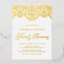Elegant Floral Brocade Lace Family Reunion Folie Uitnodiging