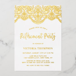 Elegant Floral Brocade Lace Retirement Party Folie Uitnodiging